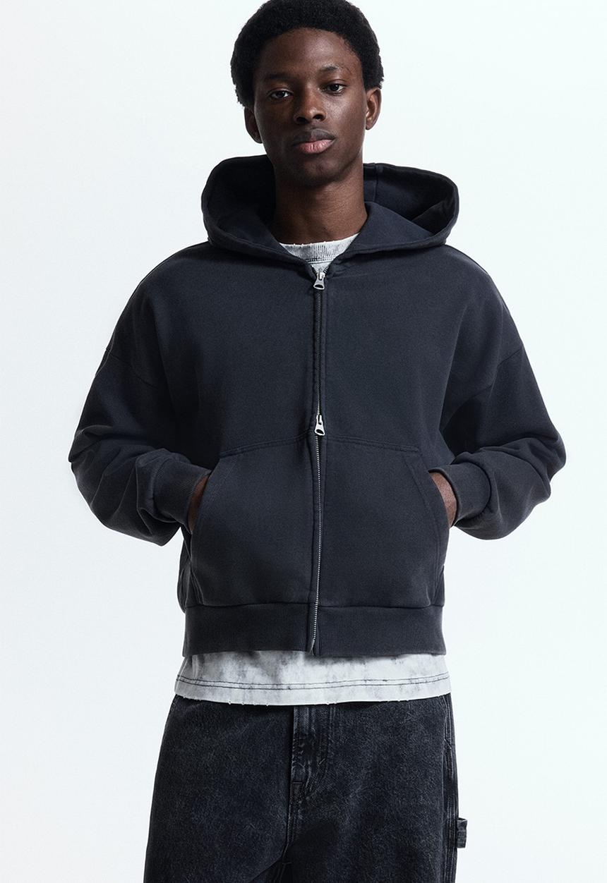 H&M - Oversized fit zip-through hoodie - dark grey