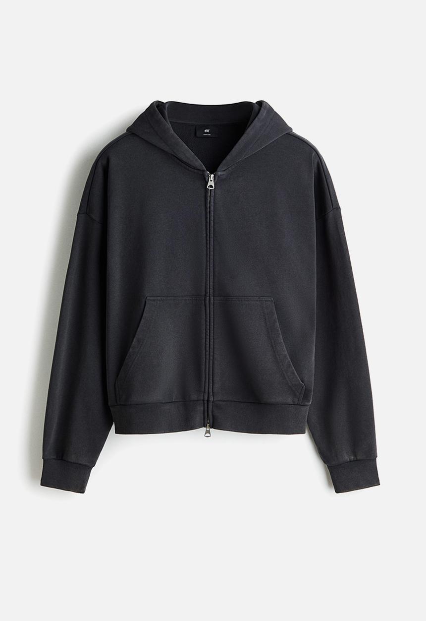 H&M - Oversized fit zip-through hoodie - dark grey