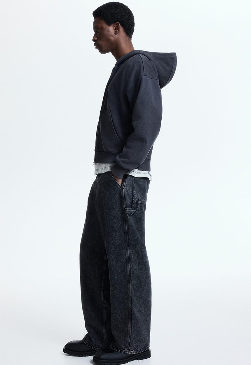 H&M - Oversized fit zip-through hoodie - dark grey