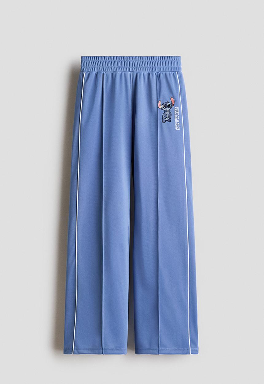 H&M - Wide-leg track pants - dusty blue/lilo & stitch