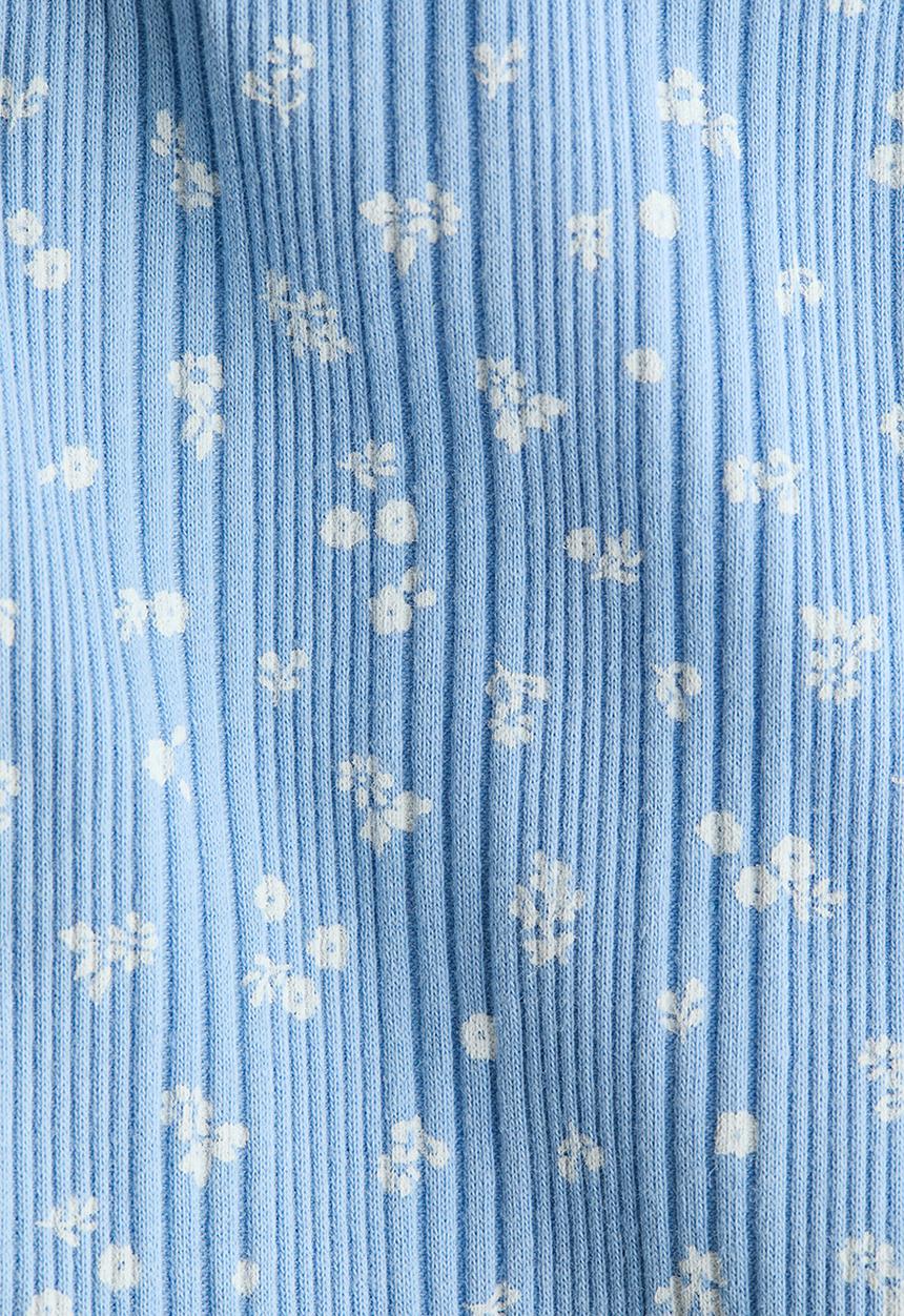 H&M - Ribbed cotton leggings - blue/floral