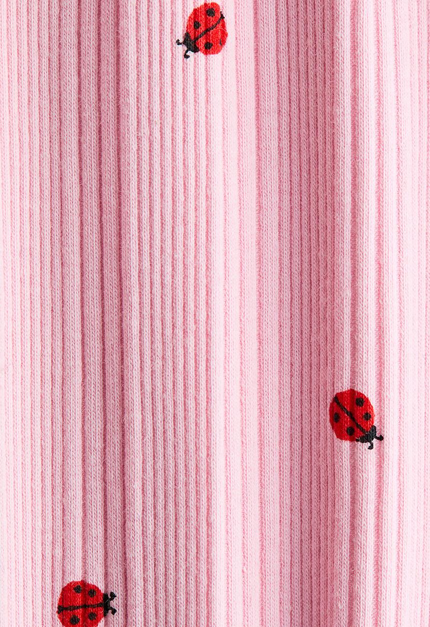 H&M - Ribbed cotton leggings - pink/ladybirds