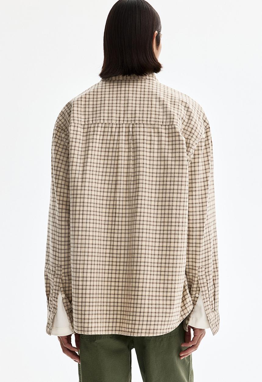 H&M - Relaxed fit cotton shirt - beige/checked