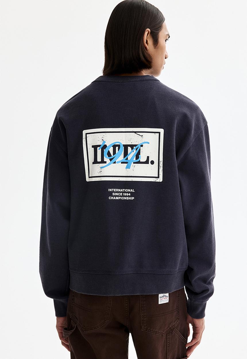 H&M - Loose fit printed sweatshirt - dark blue/intl. 94