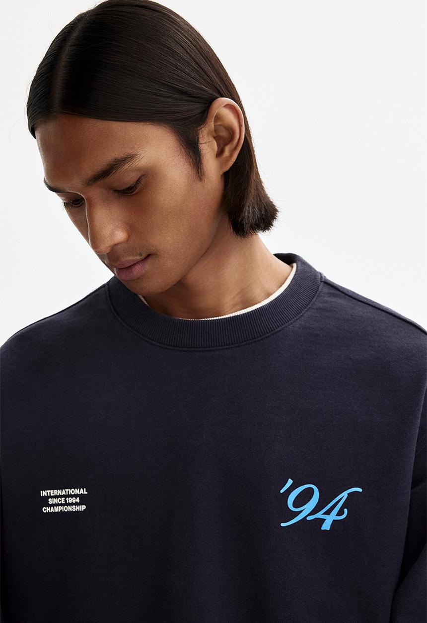 H&M - Loose fit printed sweatshirt - dark blue/intl. 94