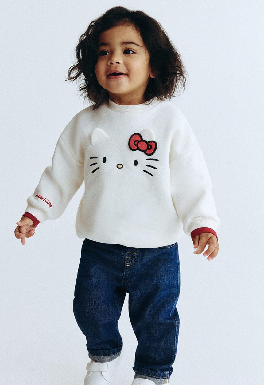 H&M - Motif-detail sweatshirt - white/hello kitty