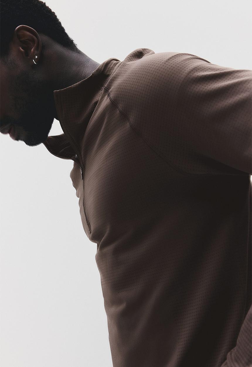 H&M - Muscle fit zip top sports top with drymove™ - brown
