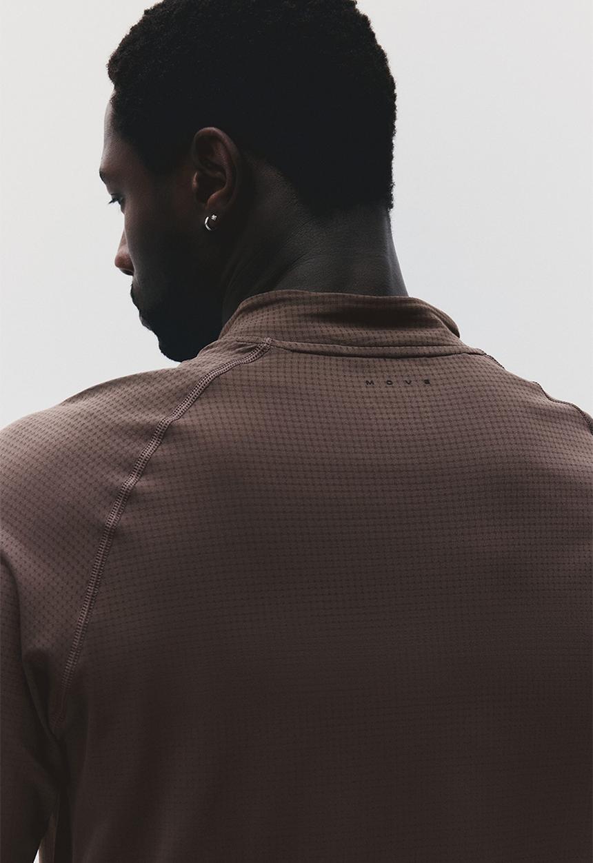 H&M - Muscle fit zip top sports top with drymove™ - brown