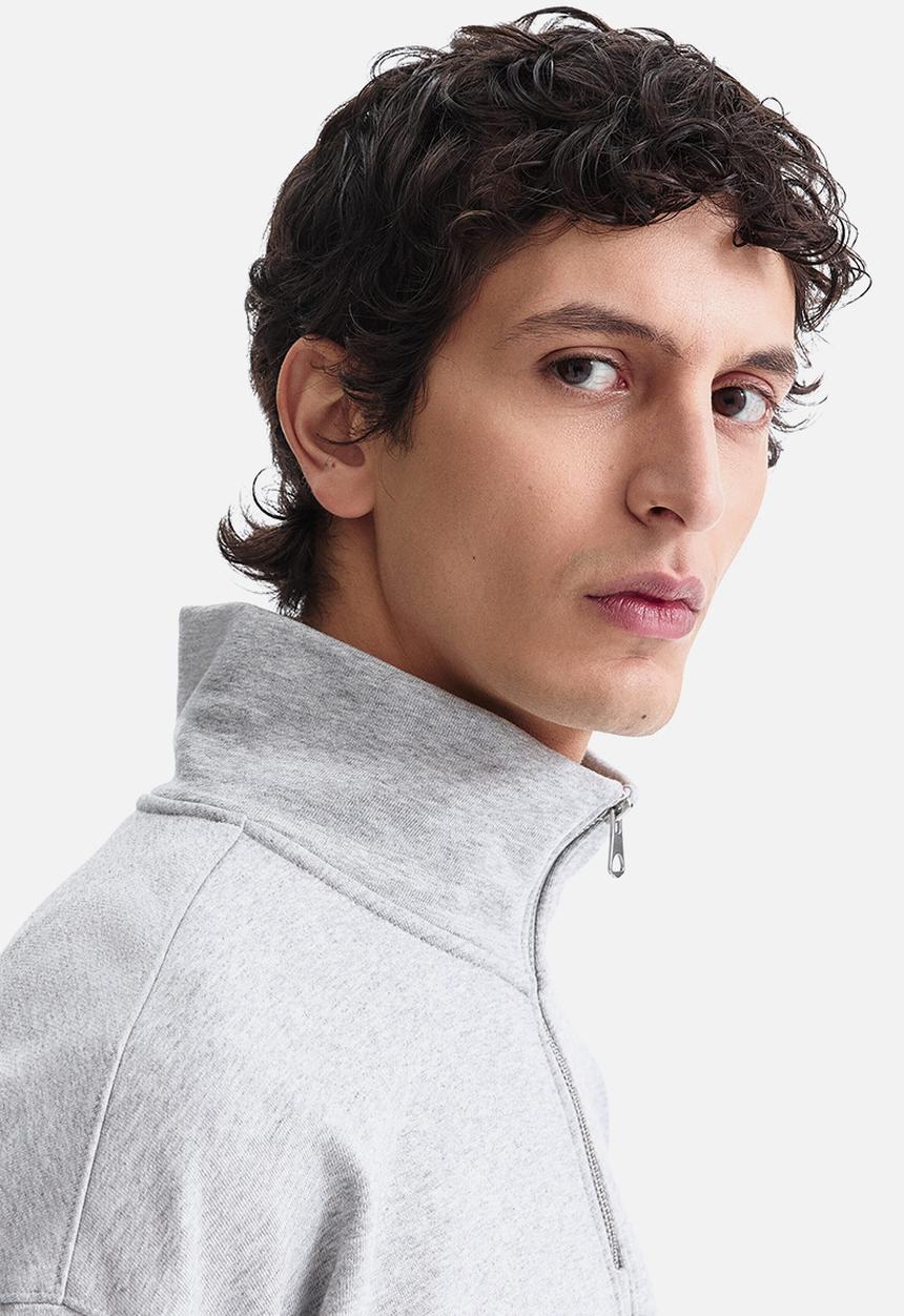 H&M - Relaxed fit zip-top sweatshirt - grey marl/golden