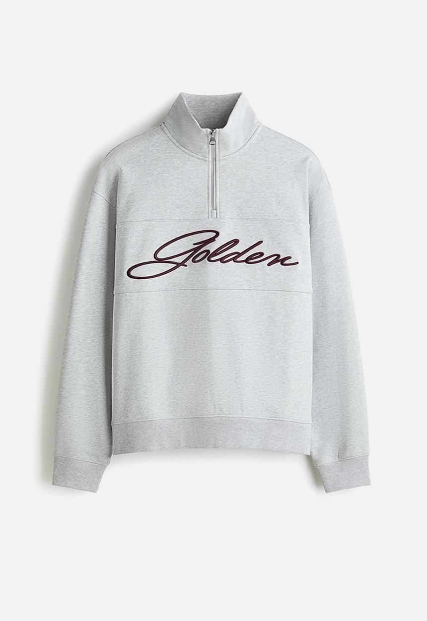 H&M - Relaxed fit zip-top sweatshirt - grey marl/golden