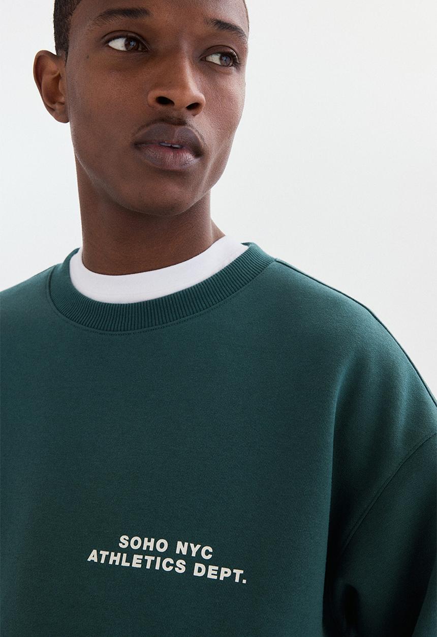 H&M - Loose fit sweatshirt - dark green/soho nyc