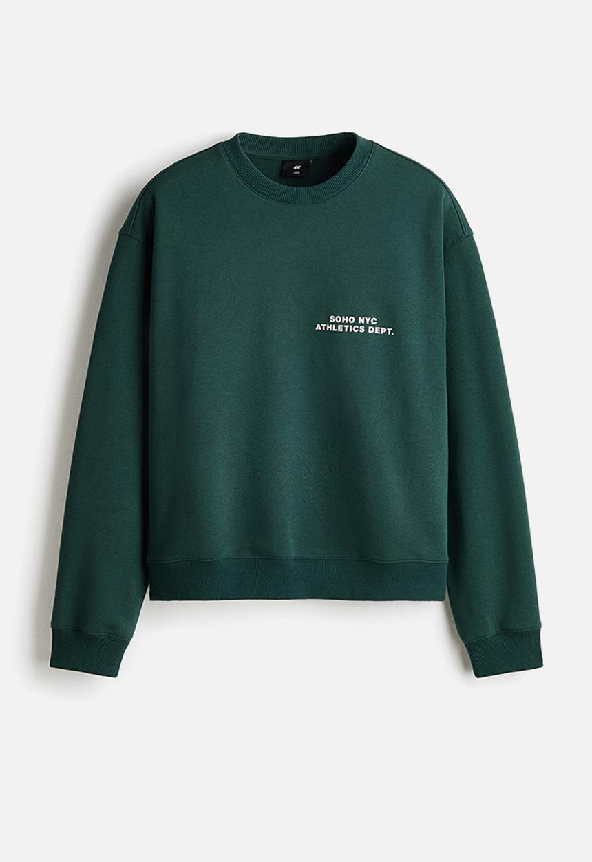 H&M - Loose fit sweatshirt - dark green/soho nyc