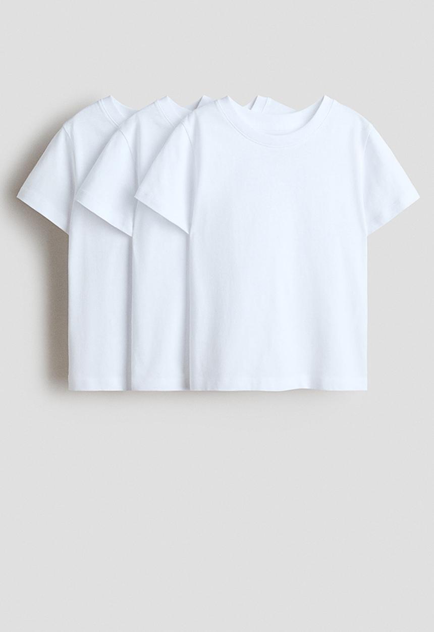 H&M - 3-pack cotton t-shirts - white
