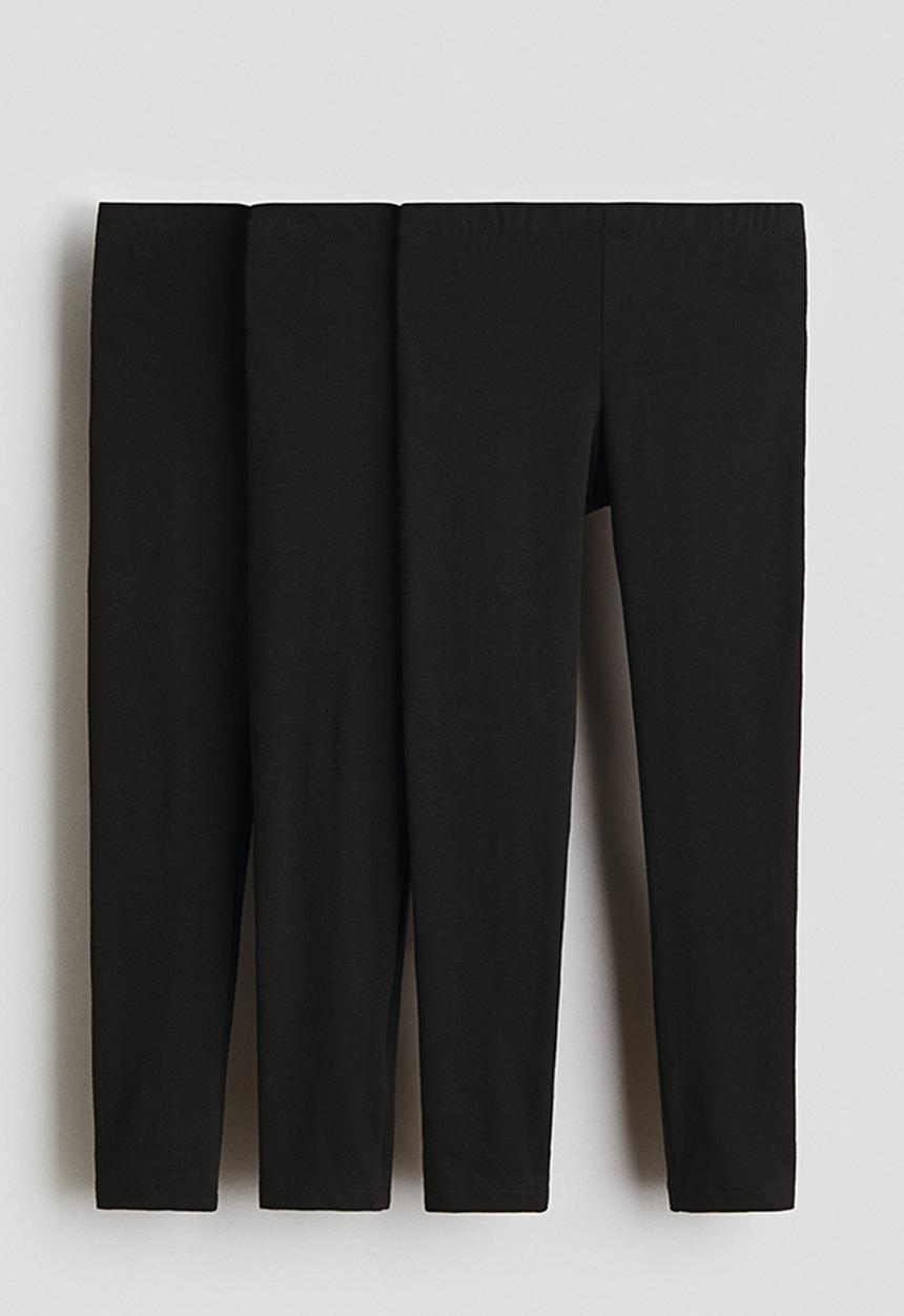 H&M - 3-pack cotton jersey leggings - black