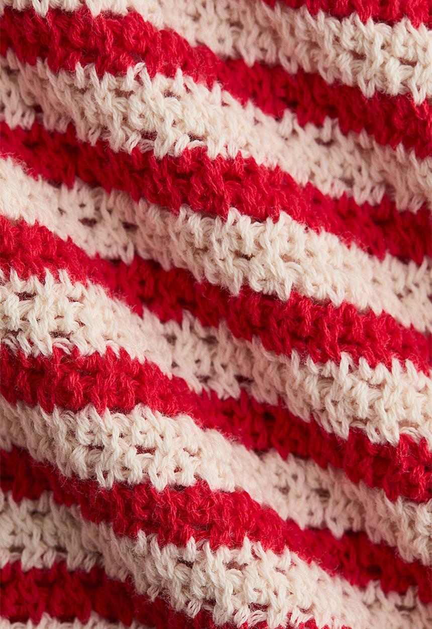 H&M - Textured-knit jumper - red/striped