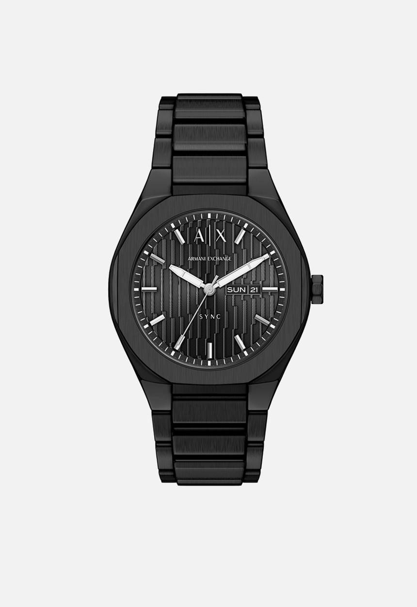 Armani Exchange - Armani Exchange Sync Day-Date Stainless Steel Watch AX4301 - Black
