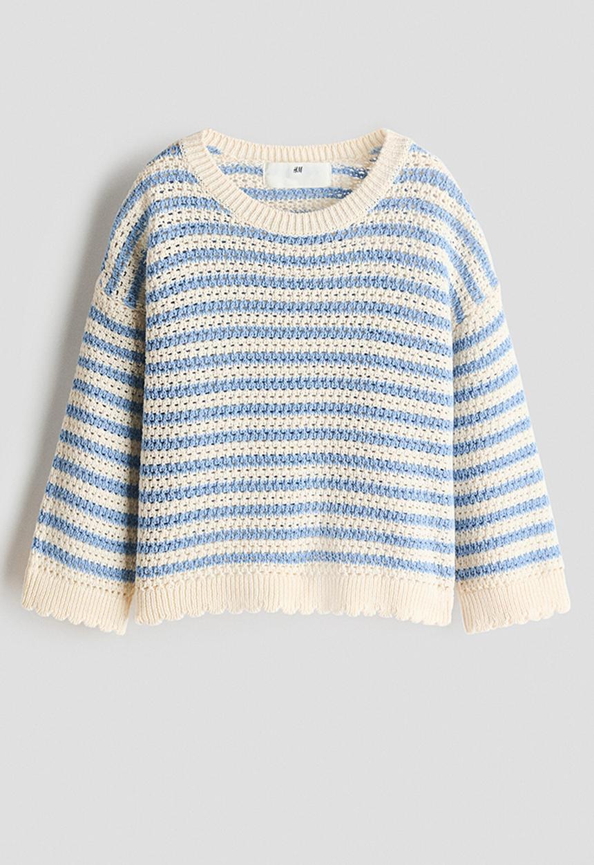 H&M - Textured-knit jumper - blue/striped