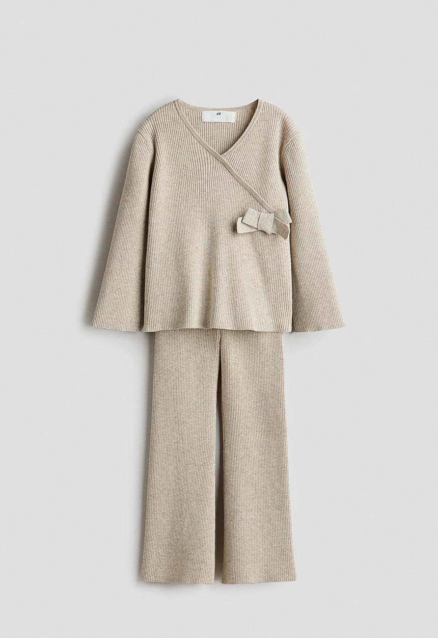 H&M - 2-Piece top and leggings set - beige marl