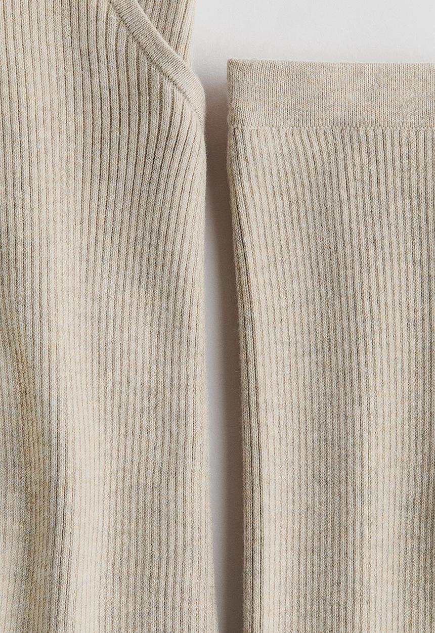 H&M - 2-Piece top and leggings set - beige marl