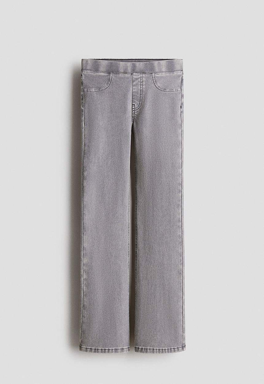 H&M - Denim-look flared jeggings - washed grey