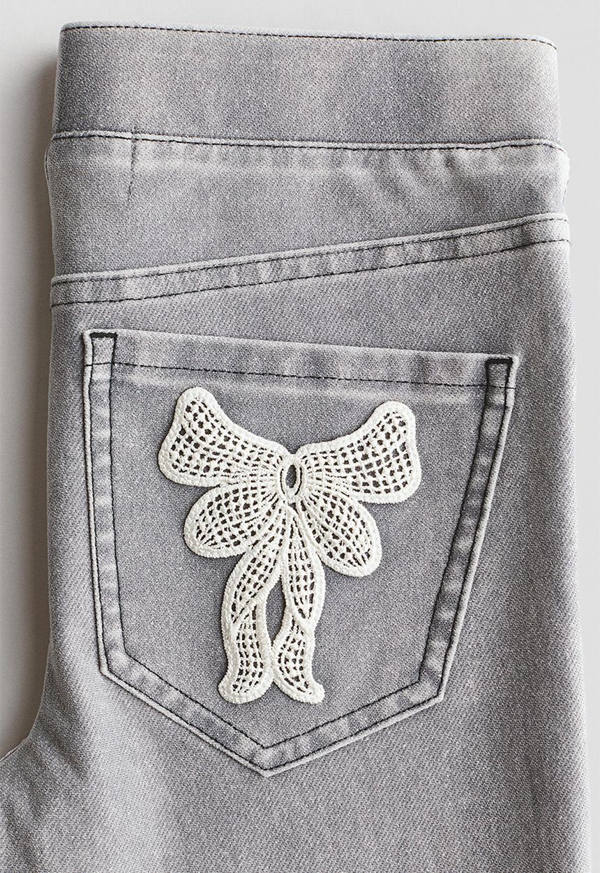 H&M - Denim-look flared jeggings - washed grey