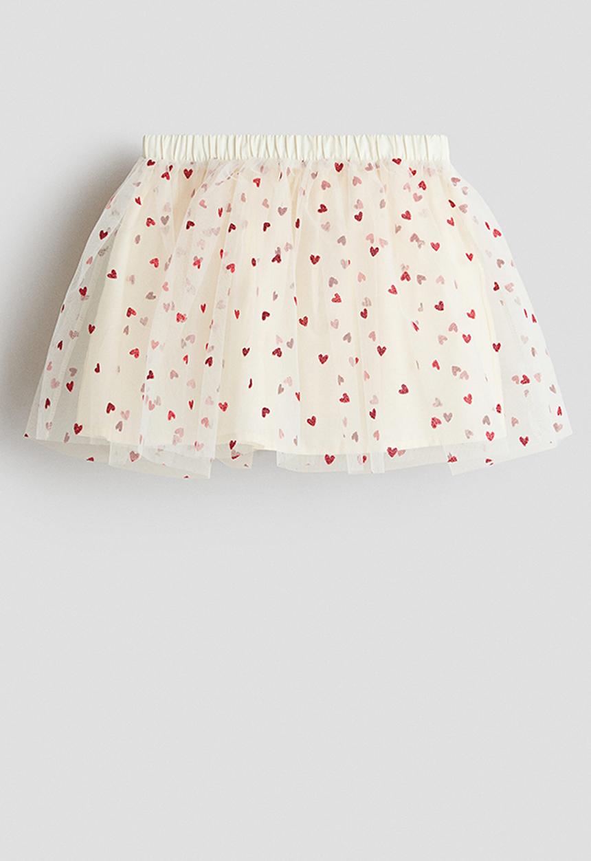 H&M - Glittery tulle skirt - white/hearts