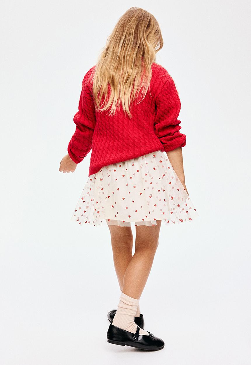 H&M - Glittery tulle skirt - white/hearts
