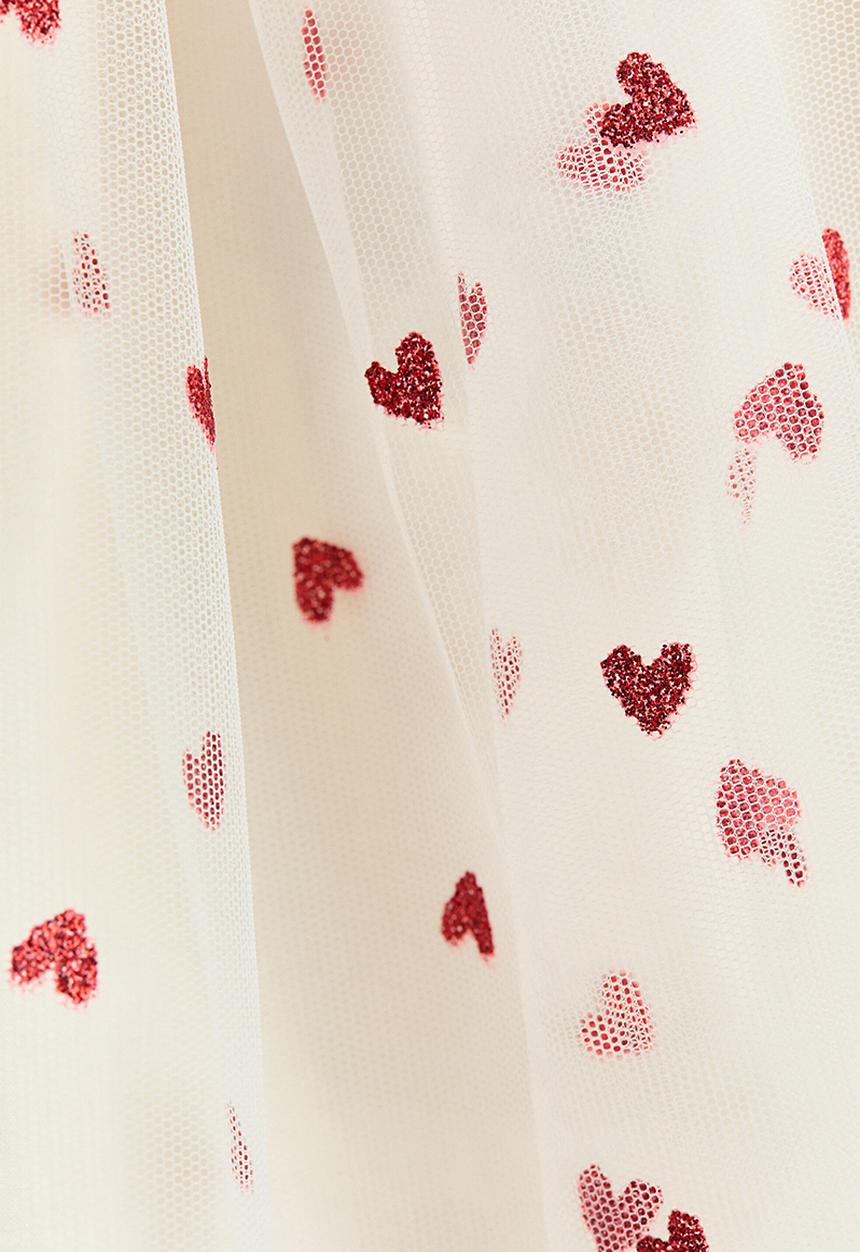 H&M - Glittery tulle skirt - white/hearts