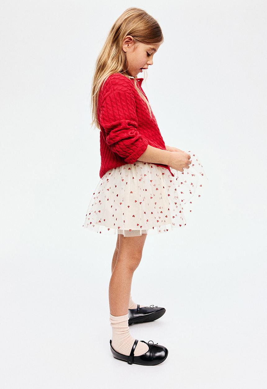H&M - Glittery tulle skirt - white/hearts