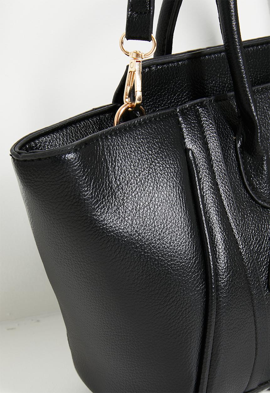 Tessa Design - Nelle Top Handle Structured Tote - Black