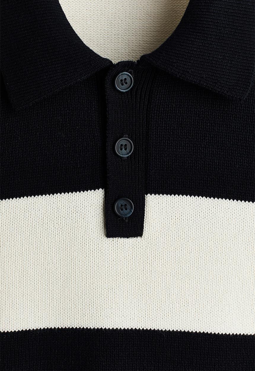 H&M - Relaxed fit polo shirt - dark blue/striped