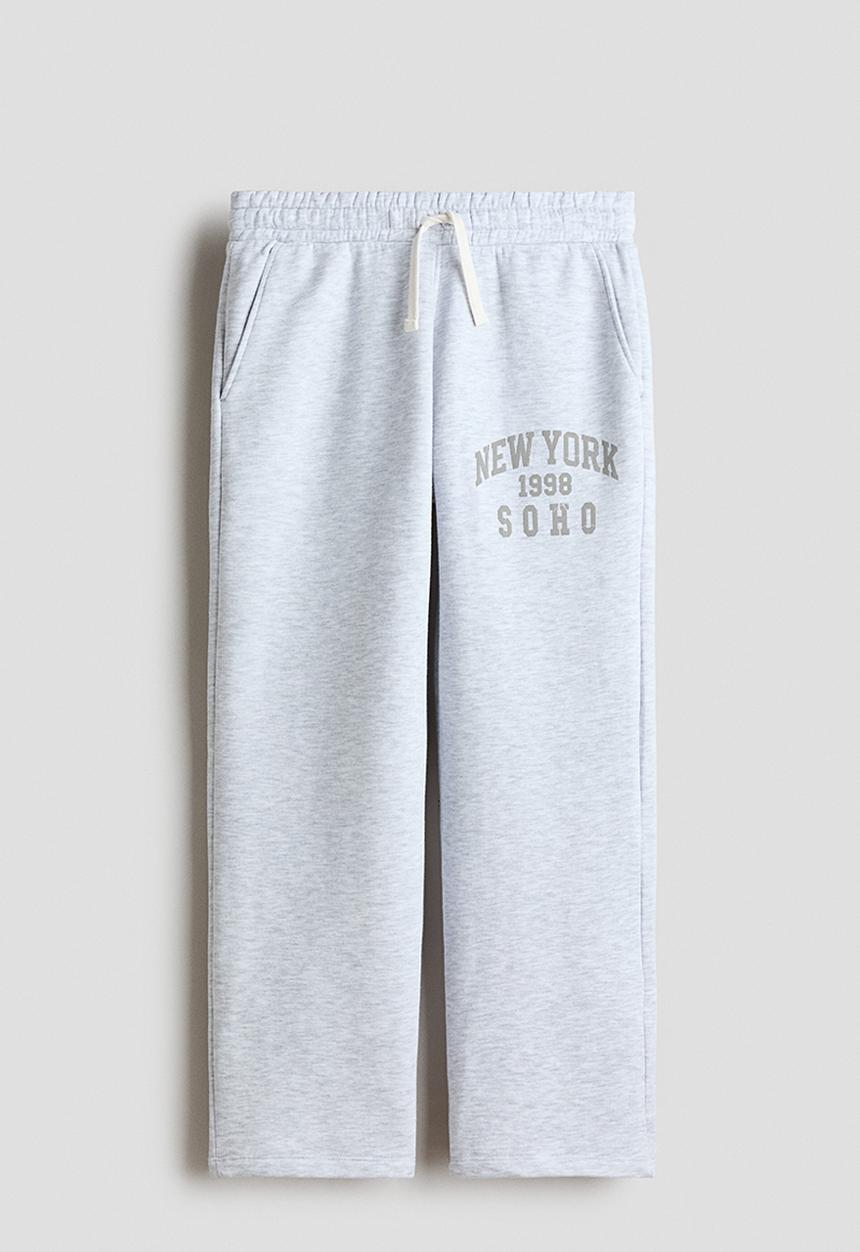 H&M - Printed joggers - light grey marl/new york