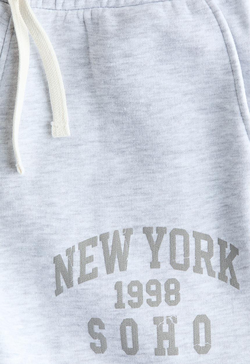 H&M - Printed joggers - light grey marl/new york