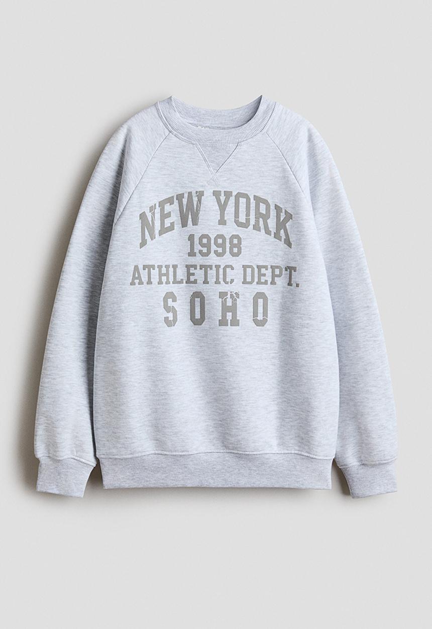 H&M - Printed sweatshirt - light grey marl/new york