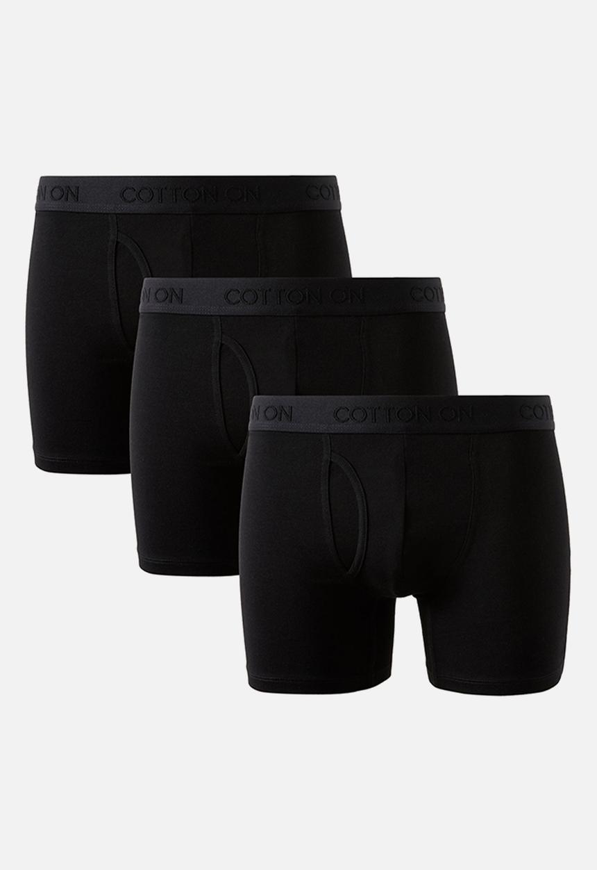 Cotton On - 3 Pack Mens Organic Cotton Boxer Brief - Black