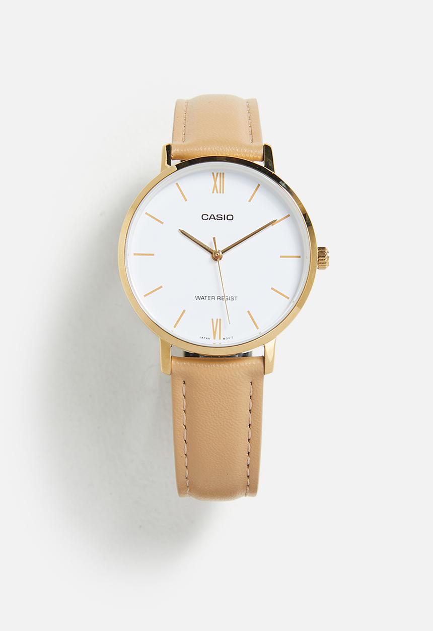 Casio - Analog Round Case Tan Leather - Tan