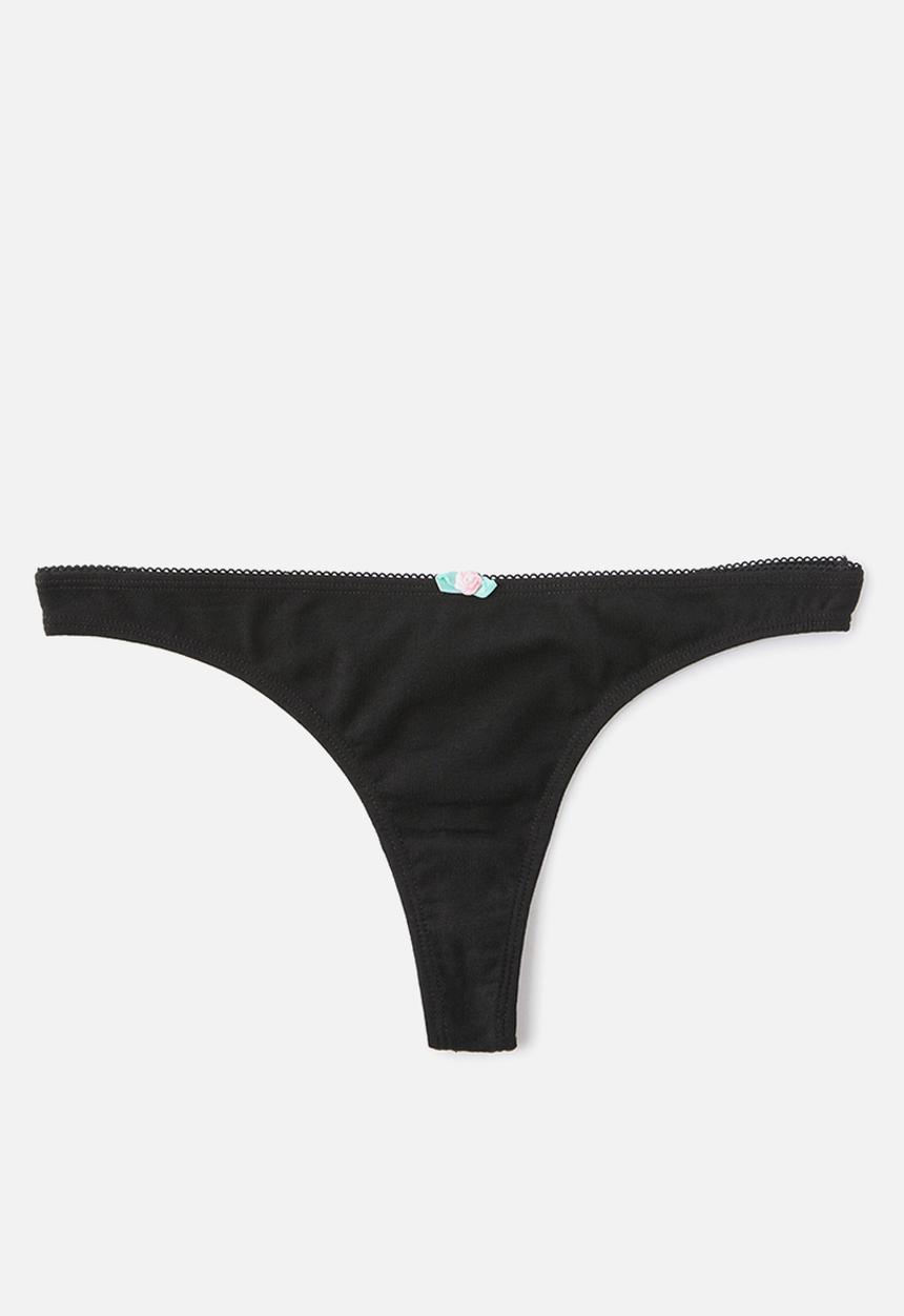 Cotton On - Cotton comfy g-string brief 3 pack - black/white/grey marle