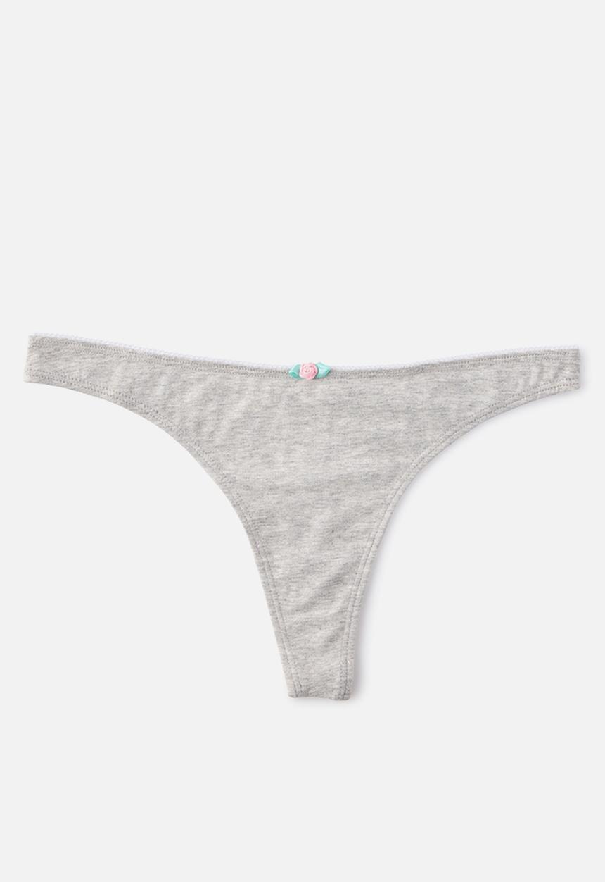 Cotton On - Cotton comfy g-string brief 3 pack - black/white/grey marle