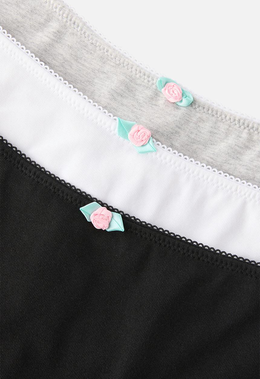 Cotton On - Cotton comfy cheeky boyshort 3 Pack - black/white/grey marle