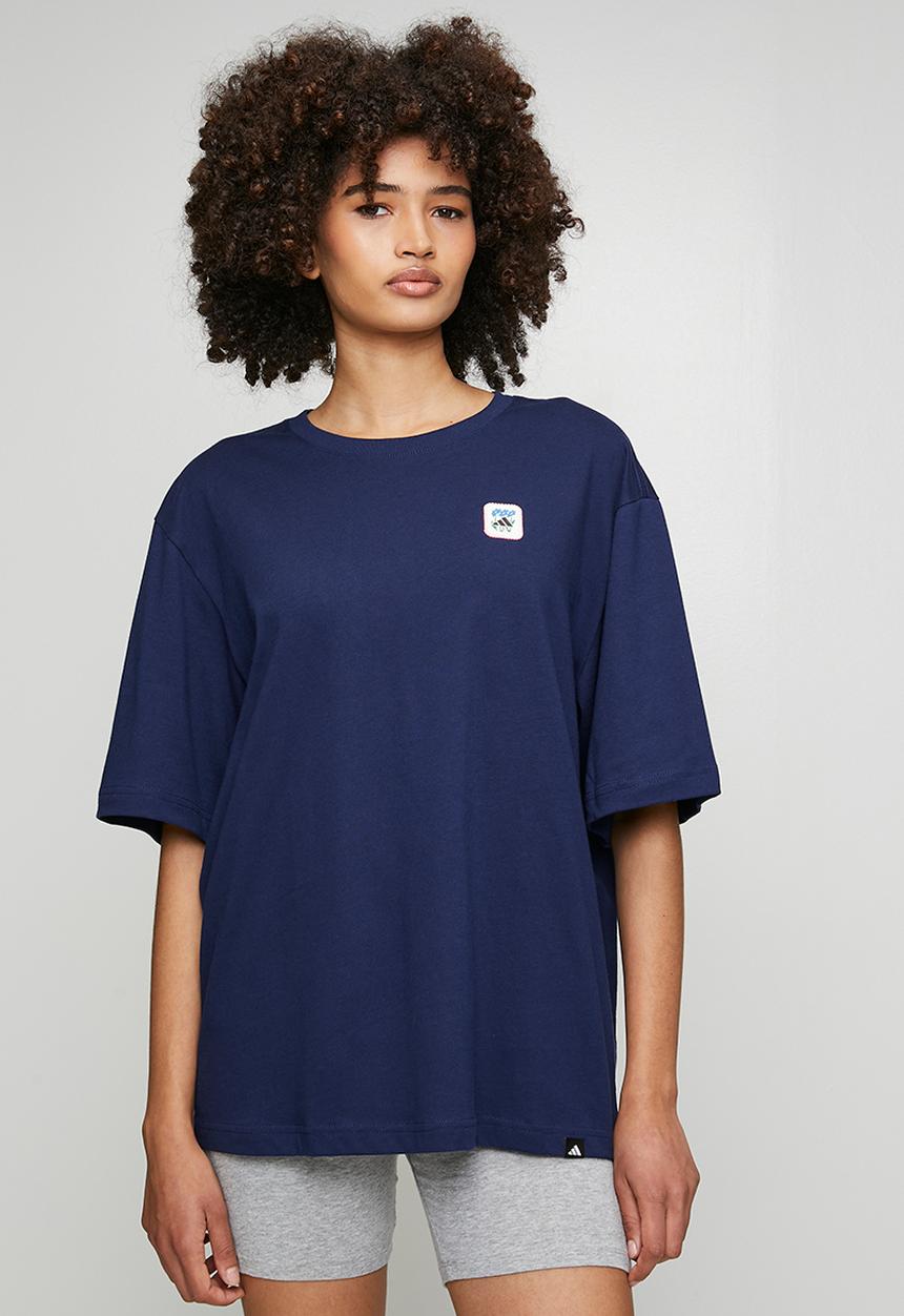 adidas Performance - W Floral Loo T - Dark Blue