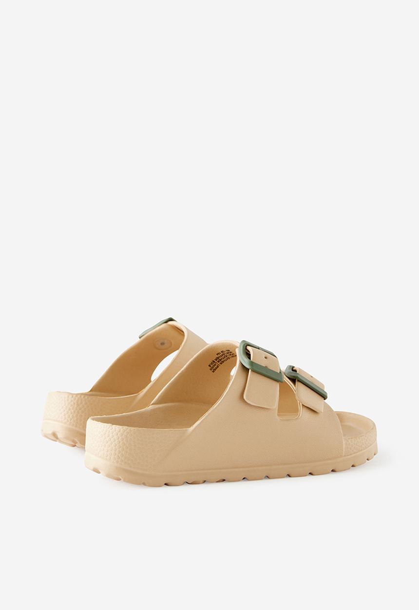 Cotton On - Twin Strap Slide - Semolina/Khaki Green