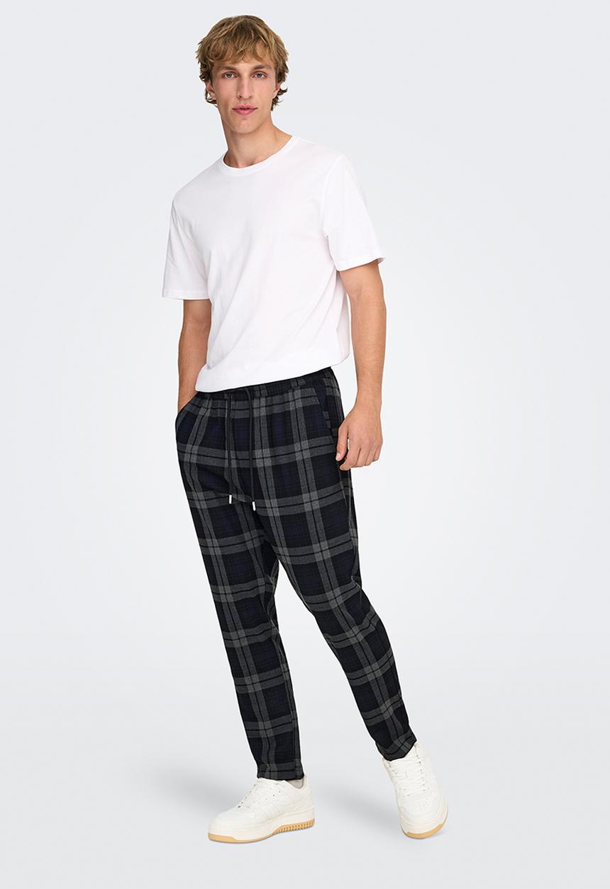Only & Sons - ONSLINUS Check Pant - Dark Navy 