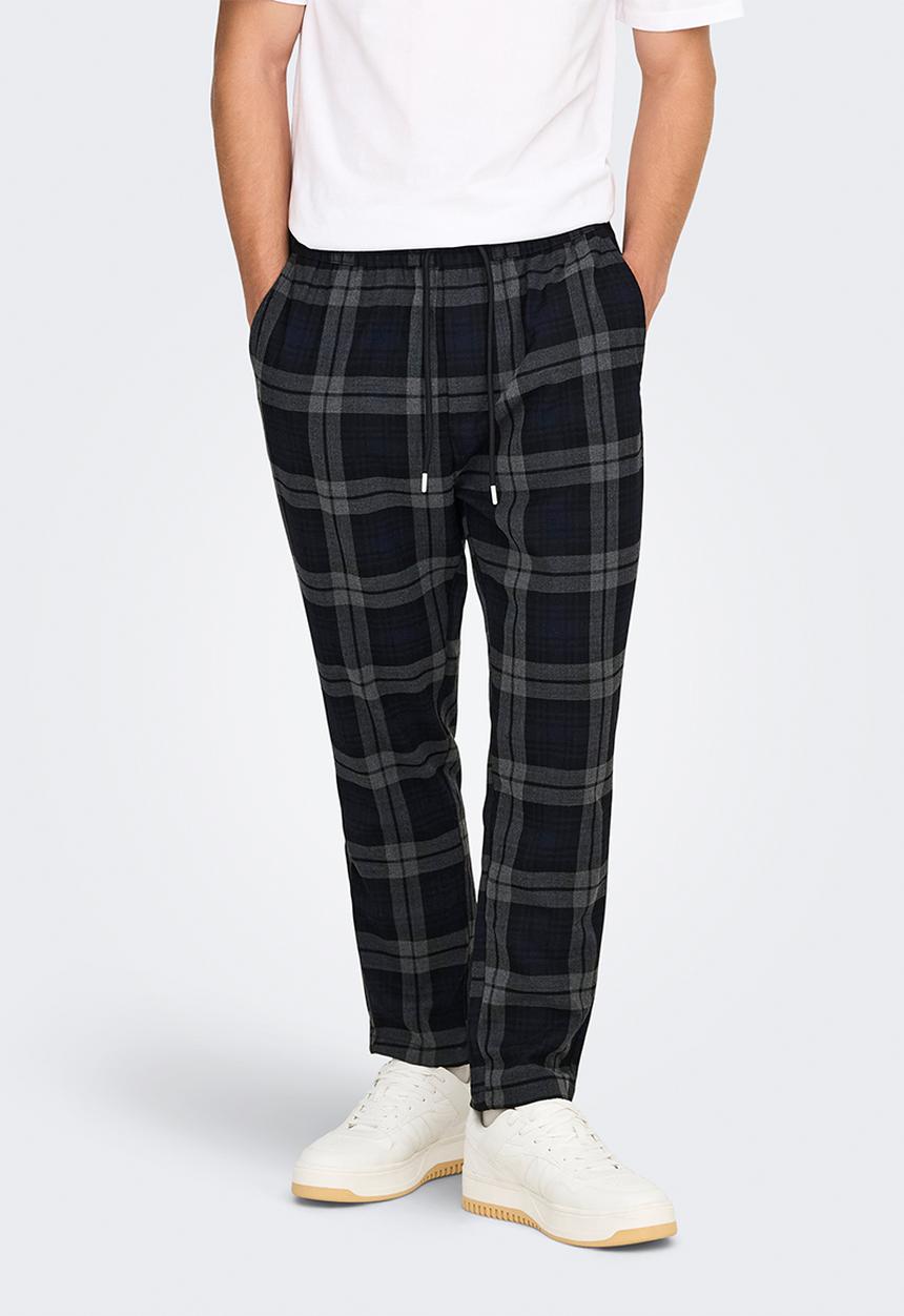 Only & Sons - ONSLINUS Check Pant - Dark Navy 