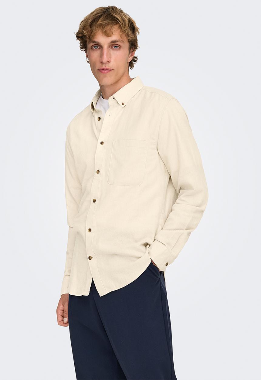Only & Sons - ONSGUDMUND Slim 1 Pocket Solid Shirt - Silver Lining