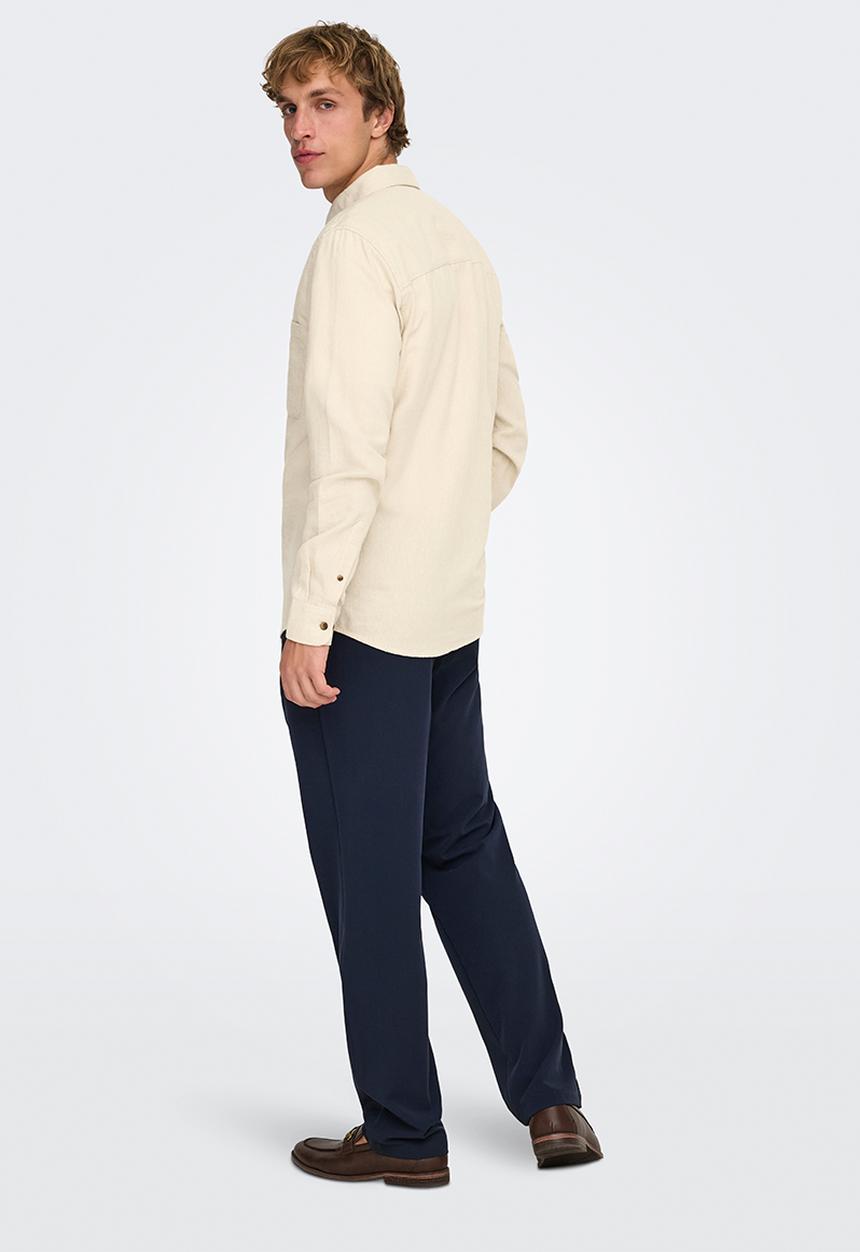Only & Sons - ONSGUDMUND Slim 1 Pocket Solid Shirt - Silver Lining