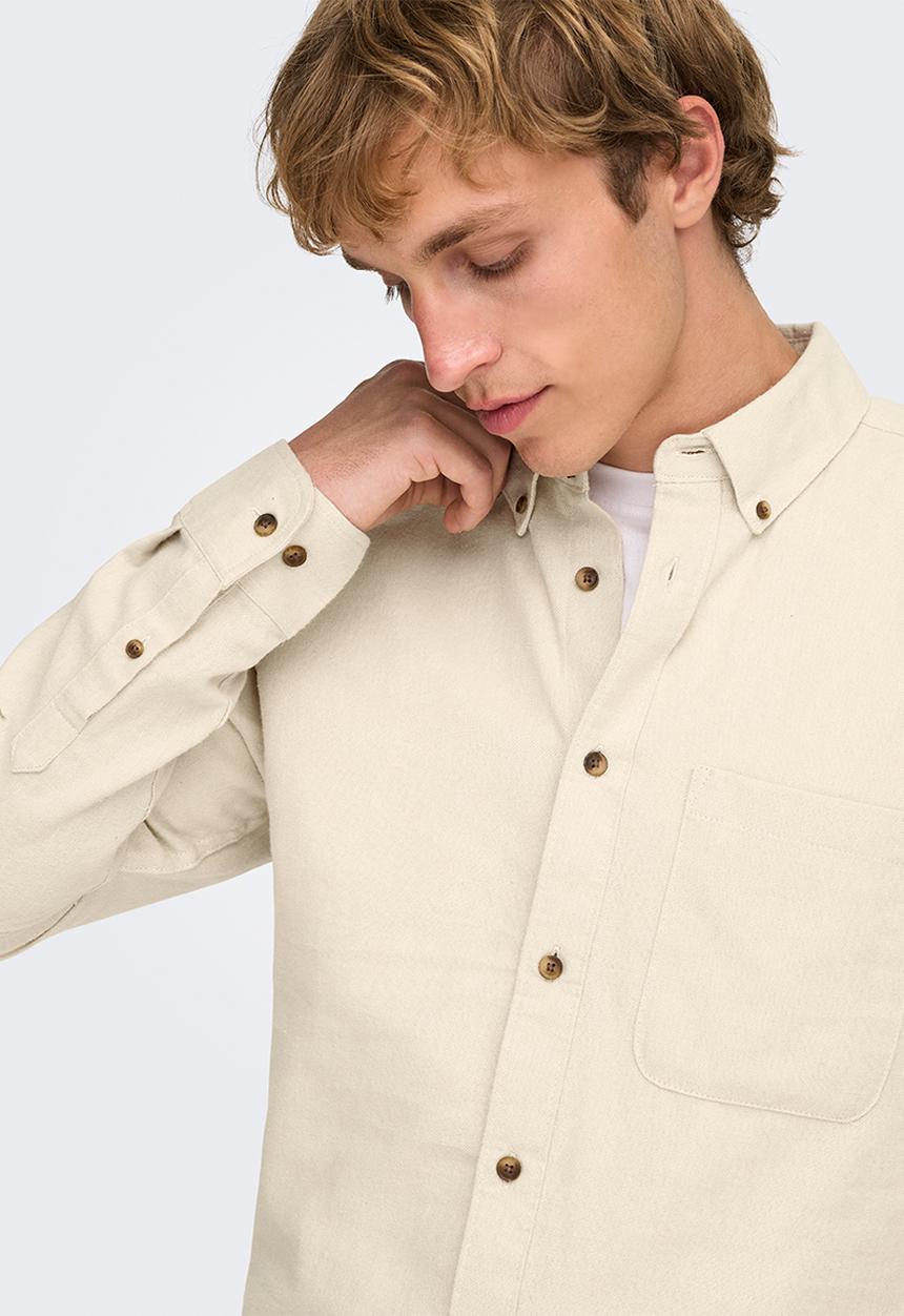 Only & Sons - ONSGUDMUND Slim 1 Pocket Solid Shirt - Silver Lining
