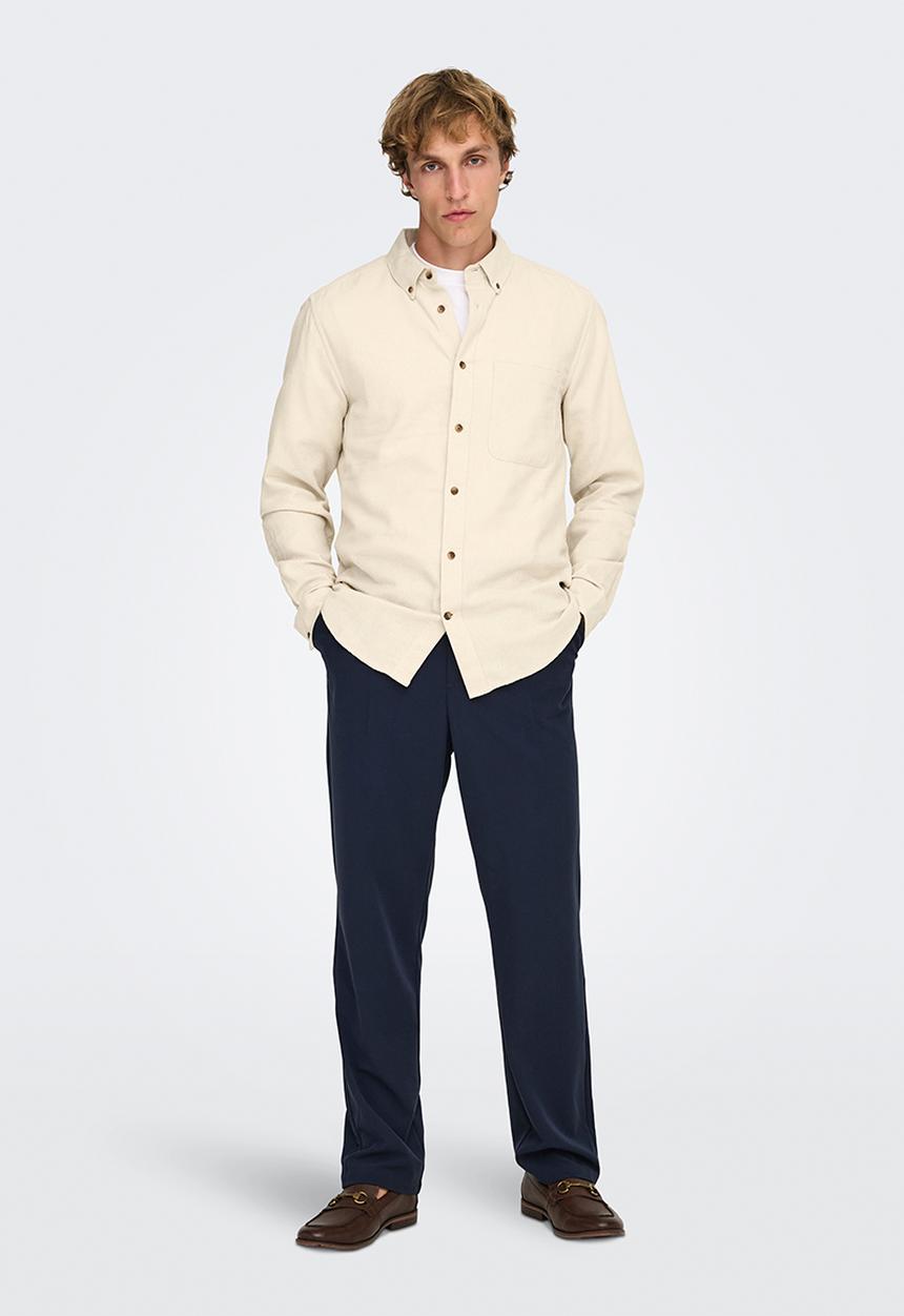 Only & Sons - ONSGUDMUND Slim 1 Pocket Solid Shirt - Silver Lining