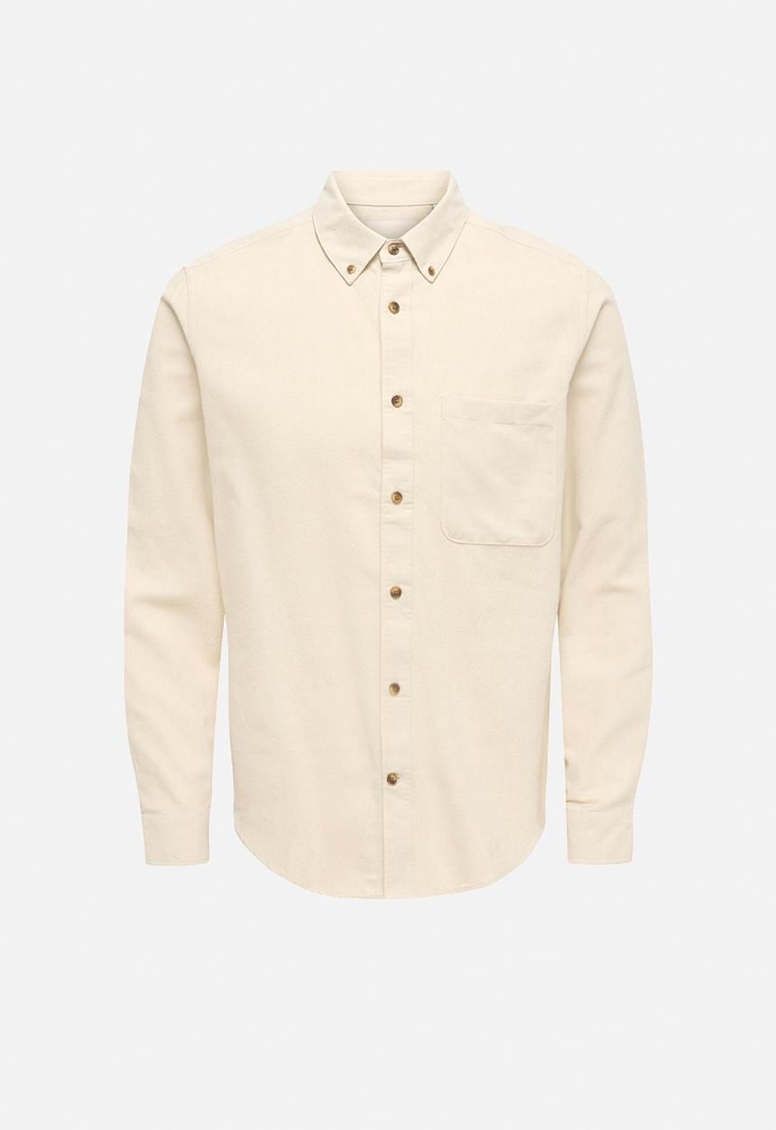 Only & Sons - ONSGUDMUND Slim 1 Pocket Solid Shirt - Silver Lining