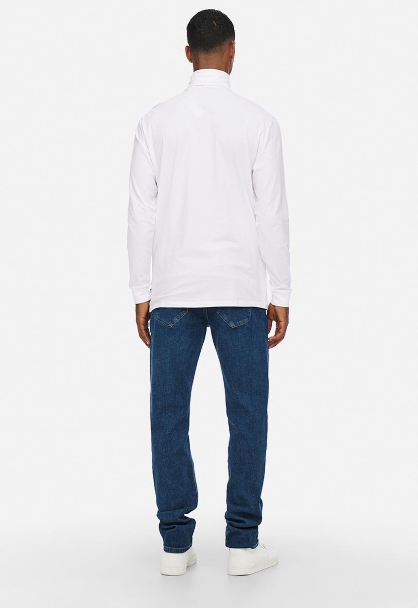 Only & Sons - ONSMICHAN Slim Long Sleeve Roll Neck Tee - White
