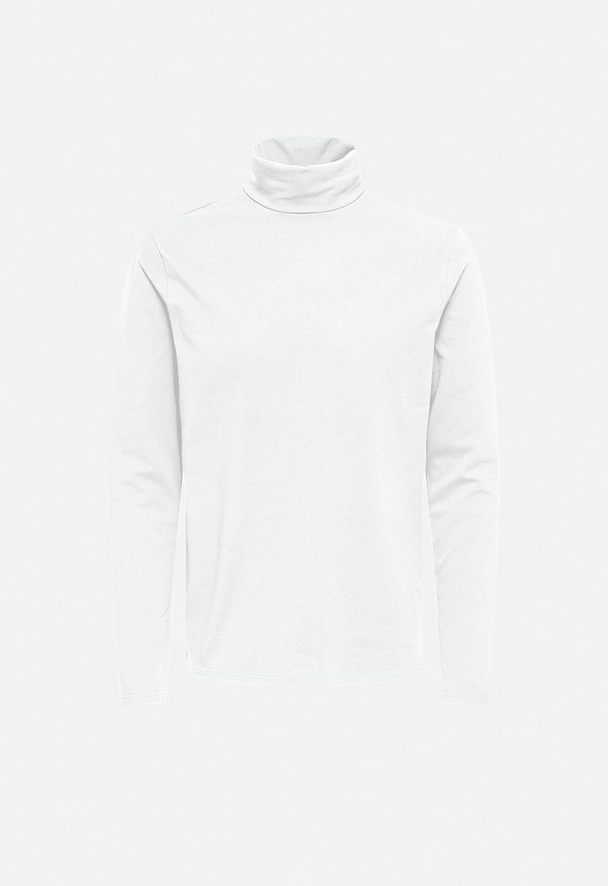 Only & Sons - ONSMICHAN Slim Long Sleeve Roll Neck Tee - White